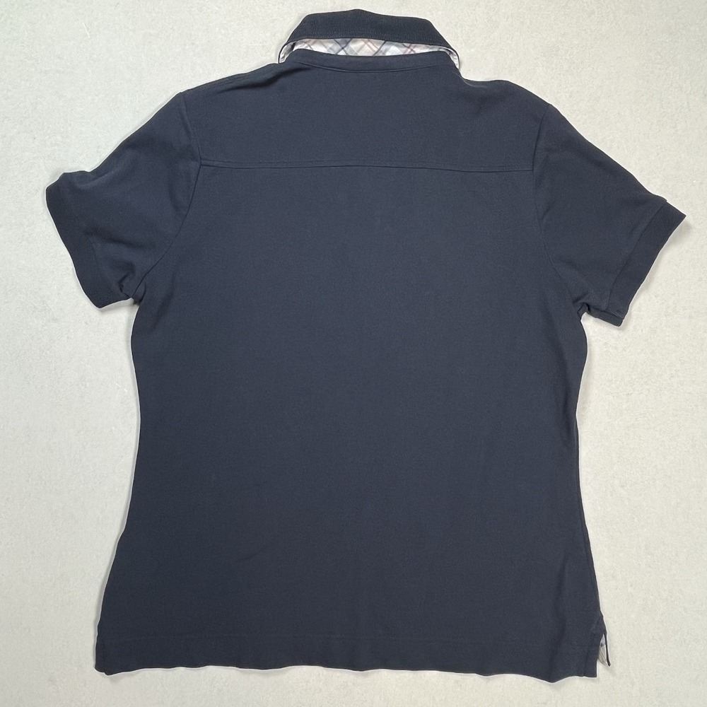Barbour Women's Navy Portsdown Short Sleeve Polo Shirt Top Sz 10 Tartan Preppy - Picture 4 of 7
